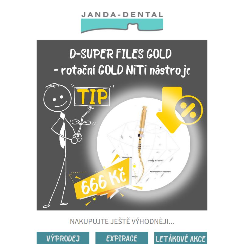 _ Náš TIP pro vás - velmi oblíbené NiTi endodontické nástroje u nás SKLADEM a stále za skvělou cenu...