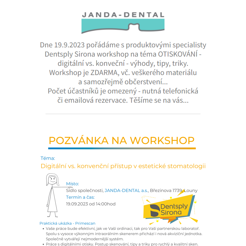 __ Digitální vs. konvenční přístup v estetické stomatologii - POZVÁNKA na WORKSHOP __