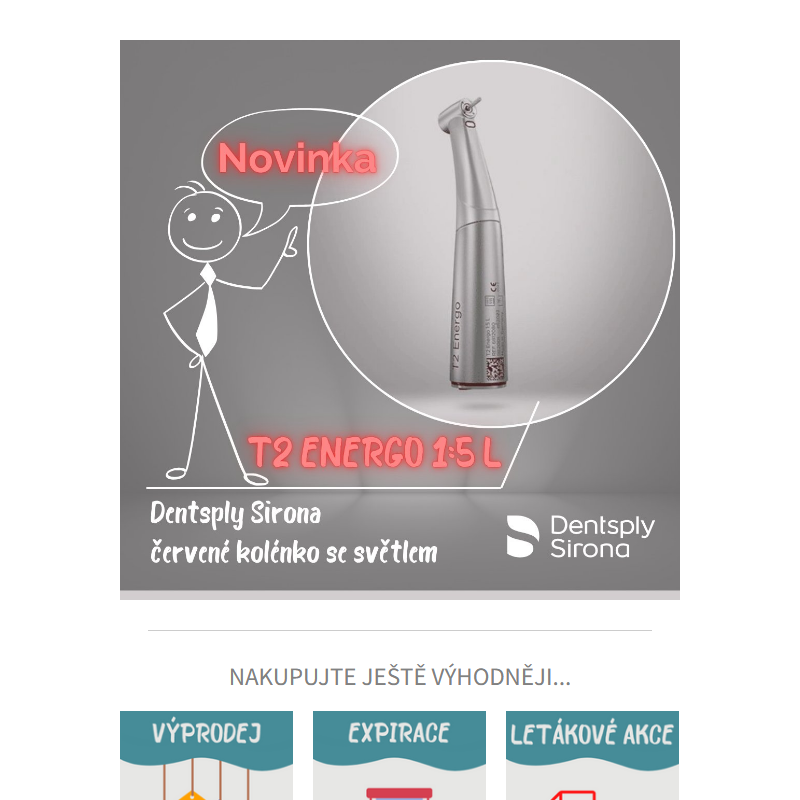 _ NOVINKA Dentsply Sirona - červené kolénko 1:5 T2 Energo L 