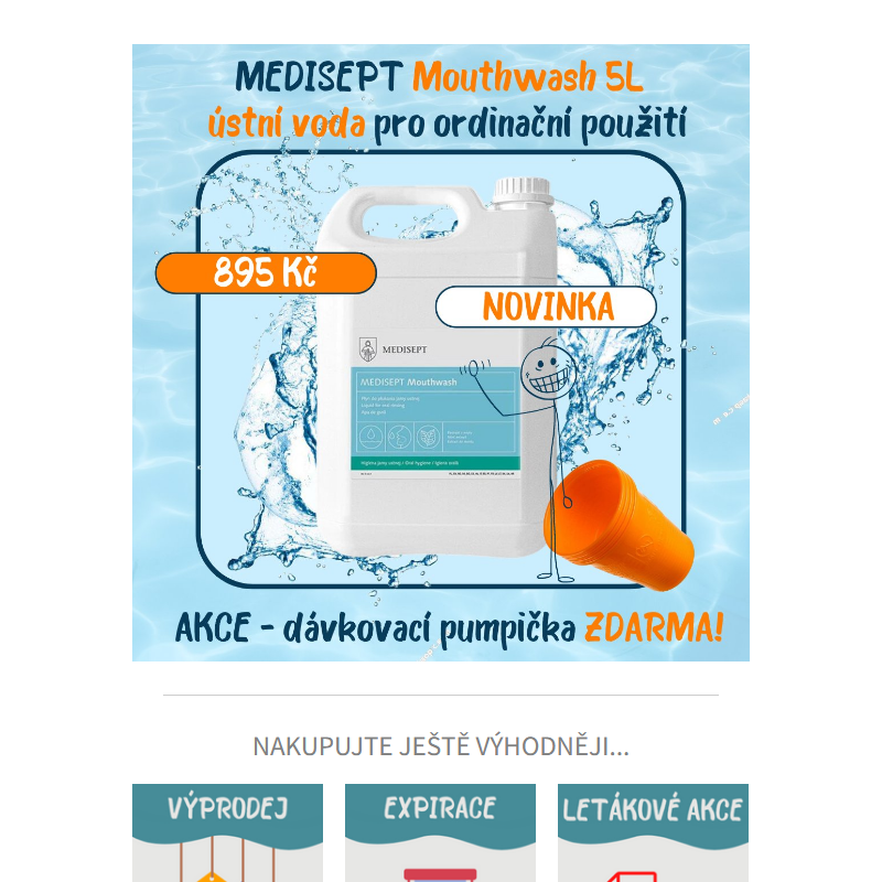 _ NOVINKA od výrobce MEDISEPT - ústní voda v kanystru 5L s dávkovací pumpičkou ZDARMA za pouhých 895 Kč...
