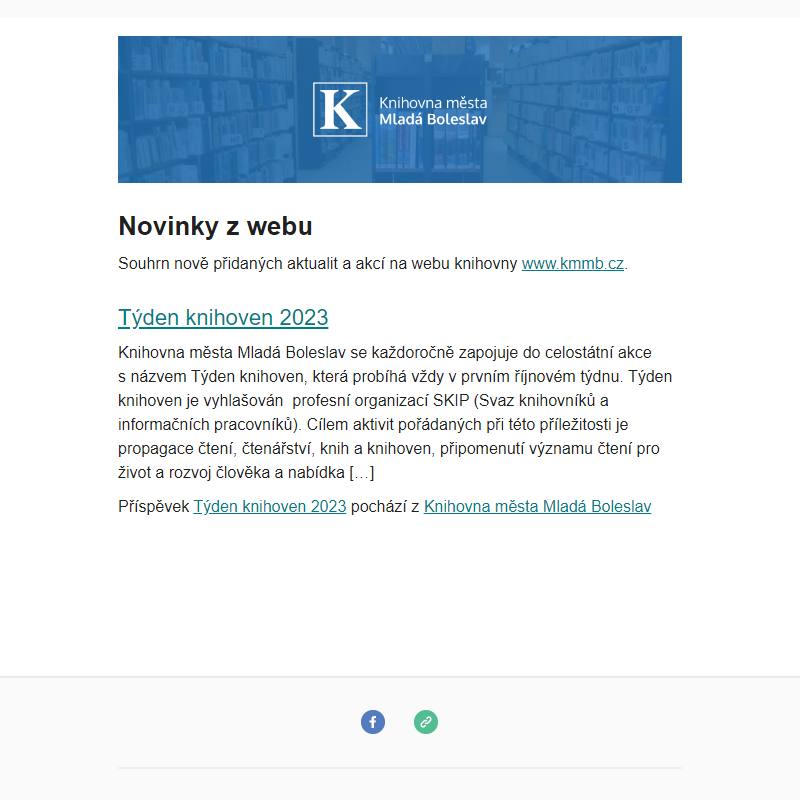 Novinky z webu  Knihovna města Mladá Boleslav z 10/03/2023