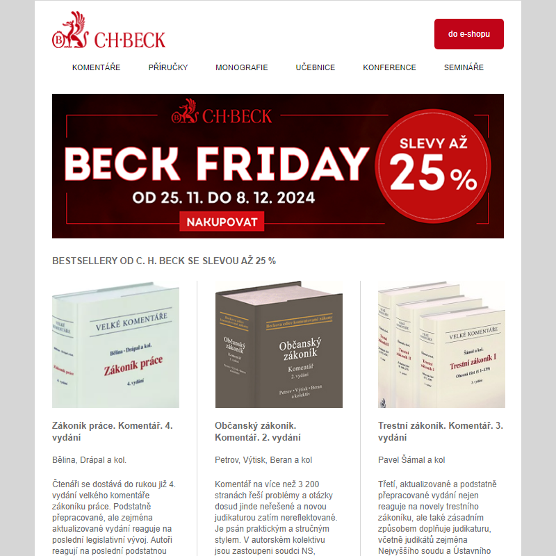 Beck Friday začíná! Slevy až 25 % na právnickou literaturu