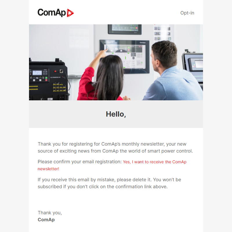 ComAp Newsletter Subscription