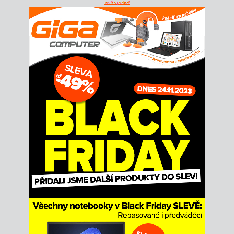 BLACK FRIDAY!Přidali jsme další produkty do GIGA SLEV!