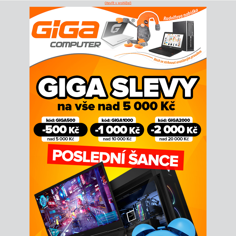 Pospěšte si, GIGA slevové kódy končí už o půlnoci