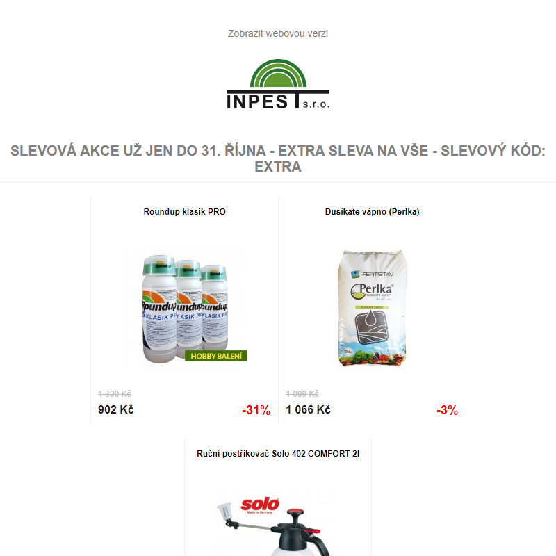 SLEVOVÁ AKCE už jen do 31. října - EXTRA SLEVA na vše - slevový kód: EXTRA