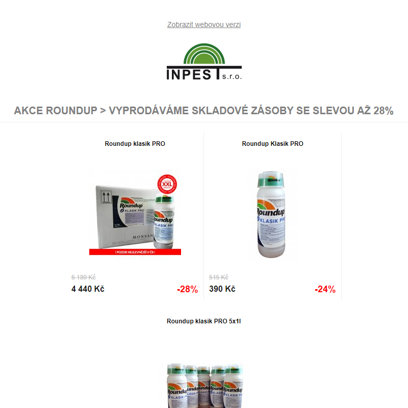 Akce Roundup > Vyprodáváme skladové zásoby se slevou až 28%