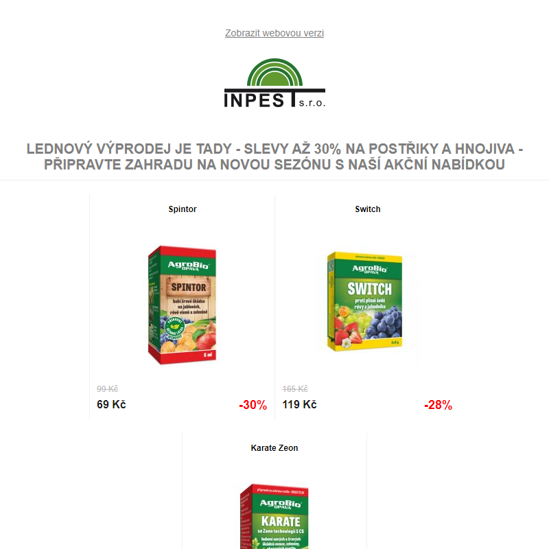 Lednový výprodej je tady - Slevy až 30% na postřiky a hnojiva - Připravte zahradu na novou sezónu s naší akční nabídkou