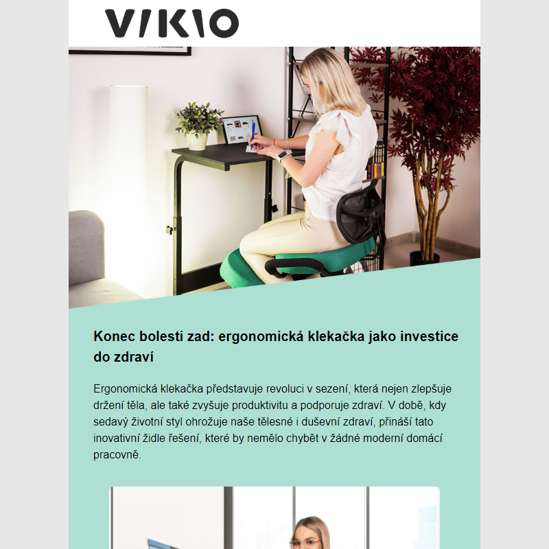 Konec bolesti zad: ergonomická klekačka je investice do zdraví _ Super akce na pracovní stoly a židle