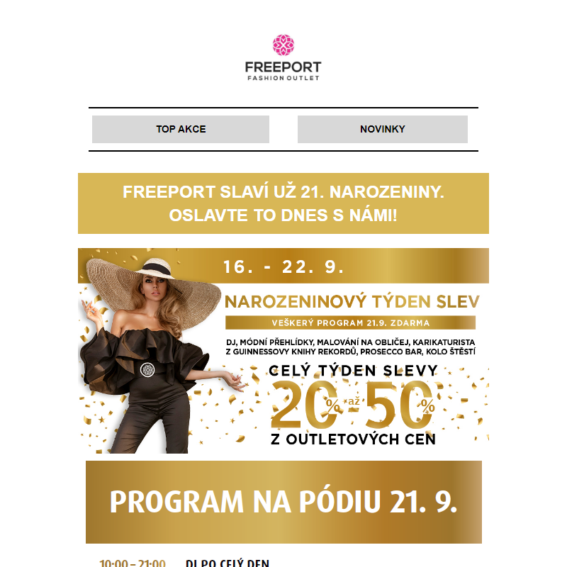 _ Dnešní doprovodný program & extra narozeninové slevy ve Freeportu! _