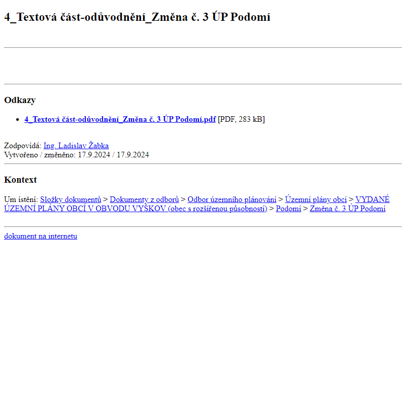 Odběr novinek ze dne 18.9.2024 - dokument 4_Textová část-odůvodnění_Změna č. 3 ÚP Podomí