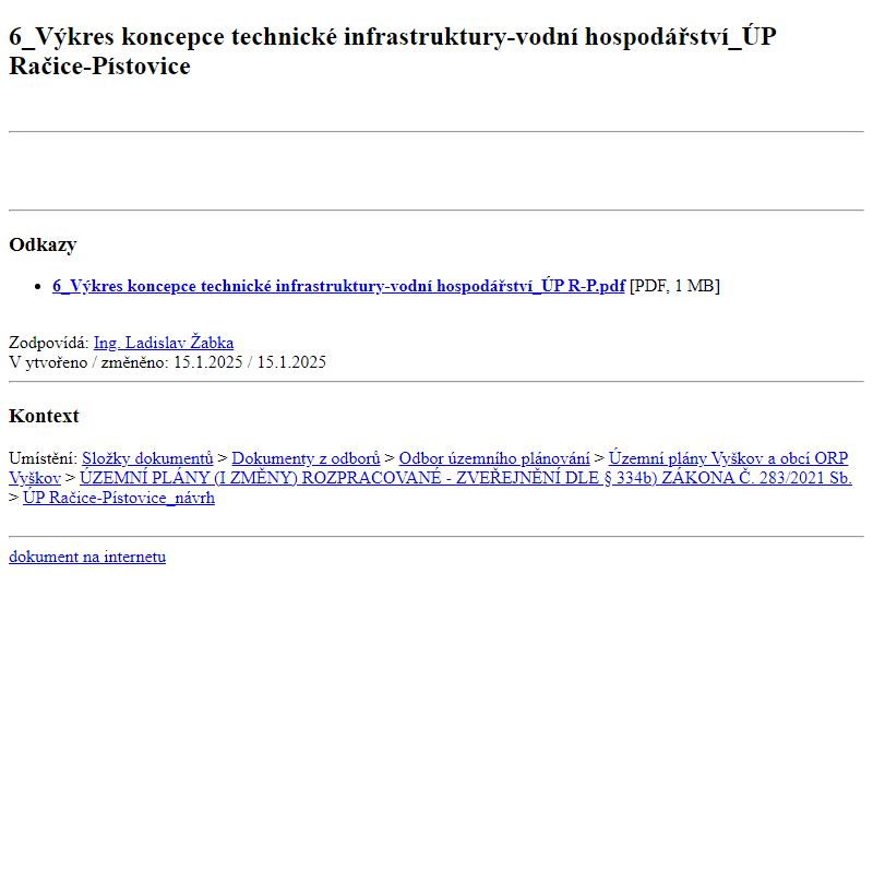 Odběr novinek ze dne 16.1.2025 - dokument 6_Výkres koncepce technické infrastruktury-vodní hospodářství_ÚP Račice-Pístovice