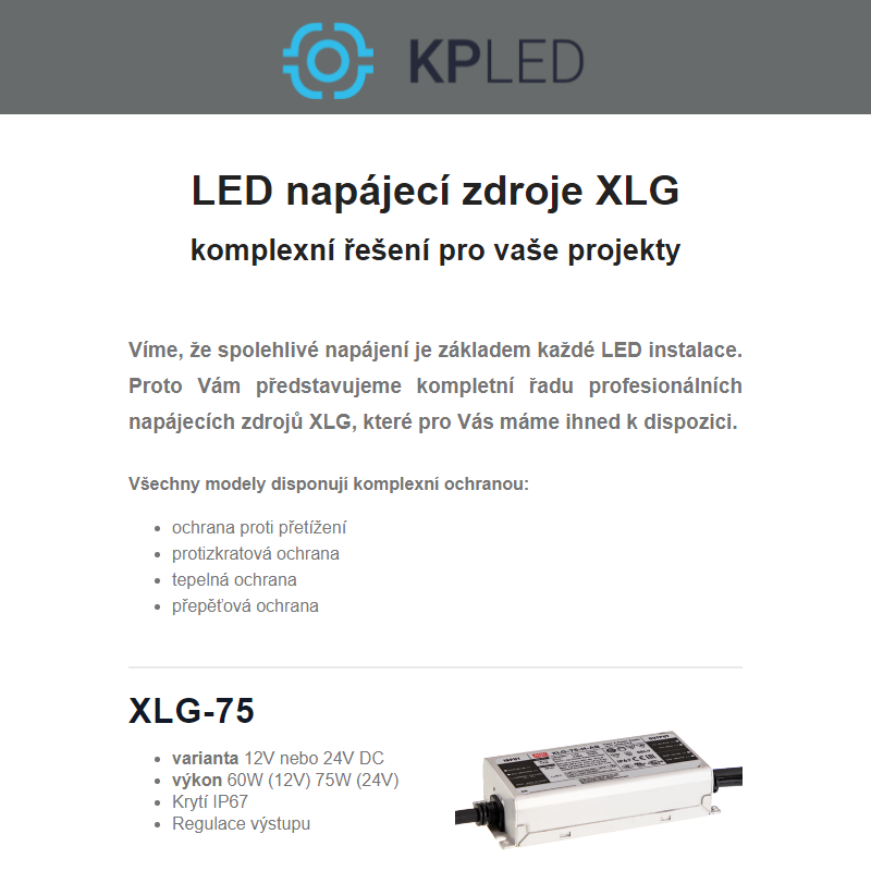 XLG: Průmyslové LED napájecí zdroje