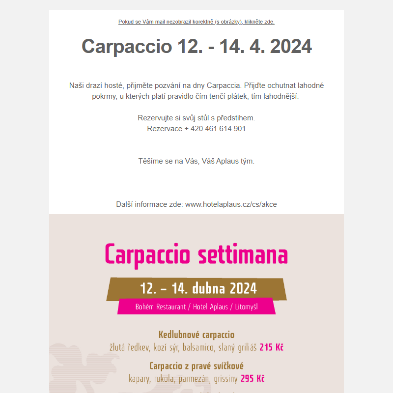 Carpaccio 12. - 14. 4. 2024
