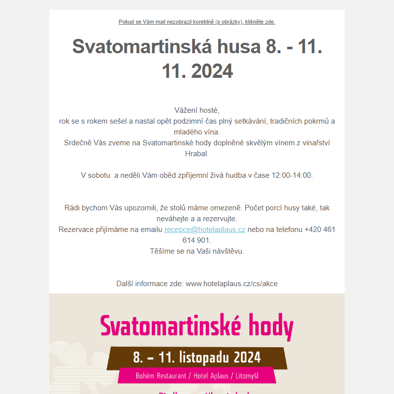 Svatomartinská husa 8. - 11. 11. 2024