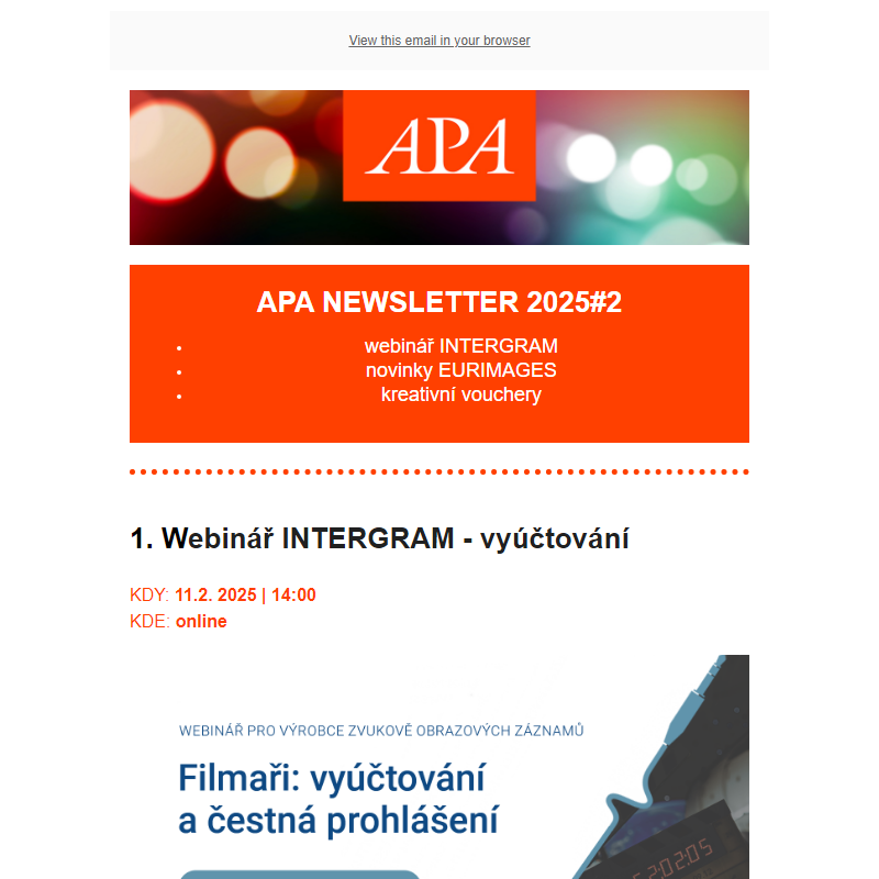 APA NEWSLETTER 2025#2 - nové výzvy a blížící se události