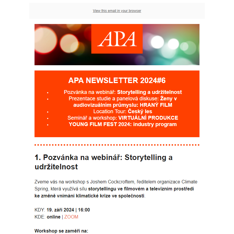 APA NEWSLETTER 2024#6 - blížící se události