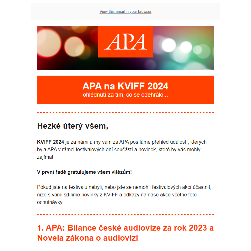 APA na KVIFF 2024 - výstupy z akcí