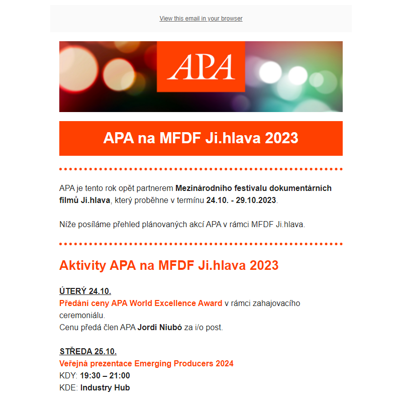 APA na MFDF Ji.hlava 2023