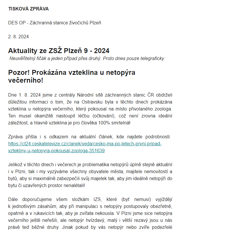 DES OP - 2024 - Aktulality ze ZSŽ Plzeň 9