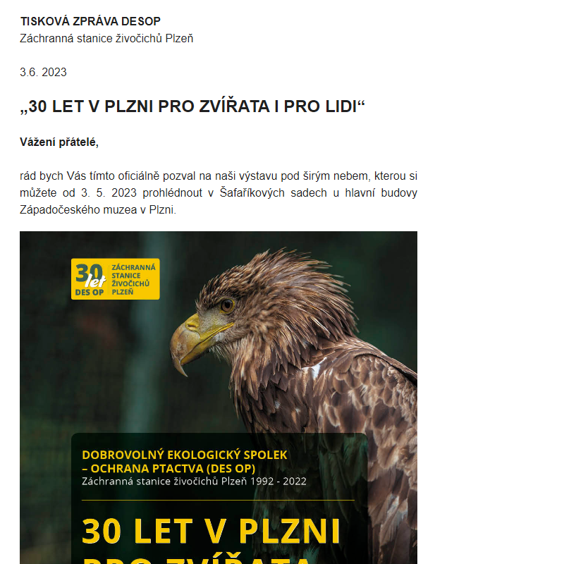 DES OP - 2023 - 30 - 30 let v Plzni pro zvířata i pro lidi