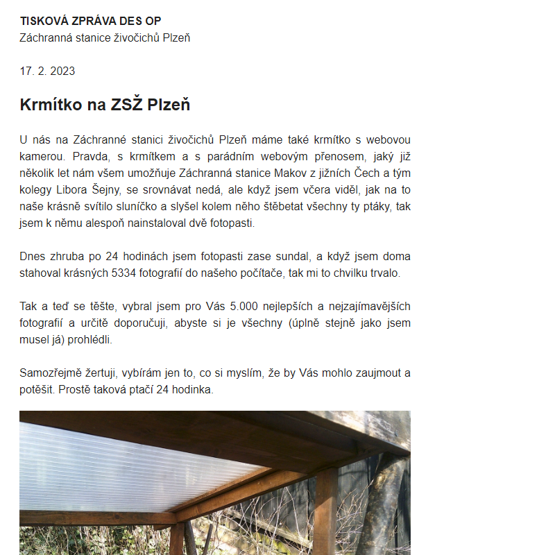 DES OP - 2023 - 11 - Krmítko ZSŽ Plzeň