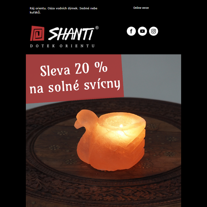 Solné svícny, sošky, tarbuše a další se slevou až 25 %.