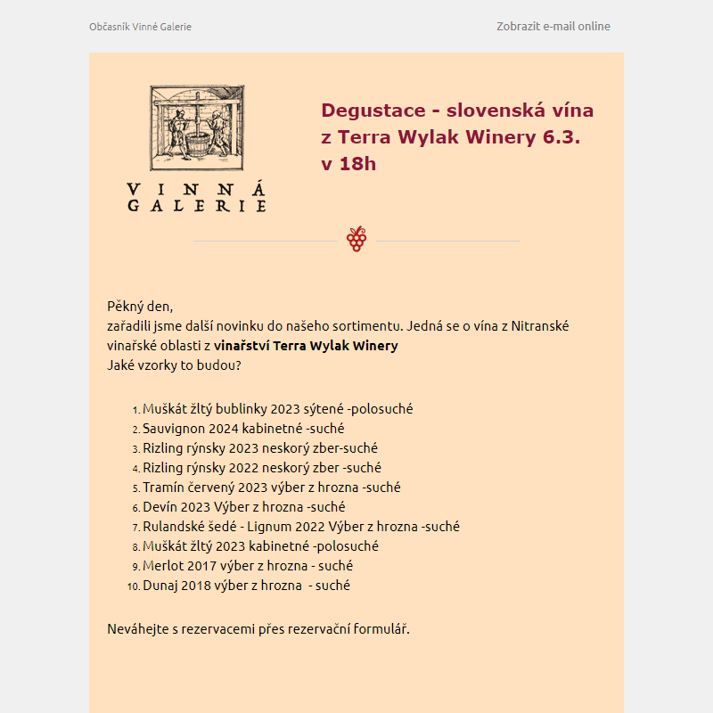 Degustace - Terra Wylak Winery 6.3. v 18 hod