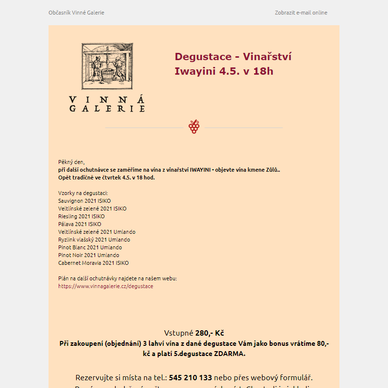 Degustace - Vinařství Iwayini 4.5.v 18 hod