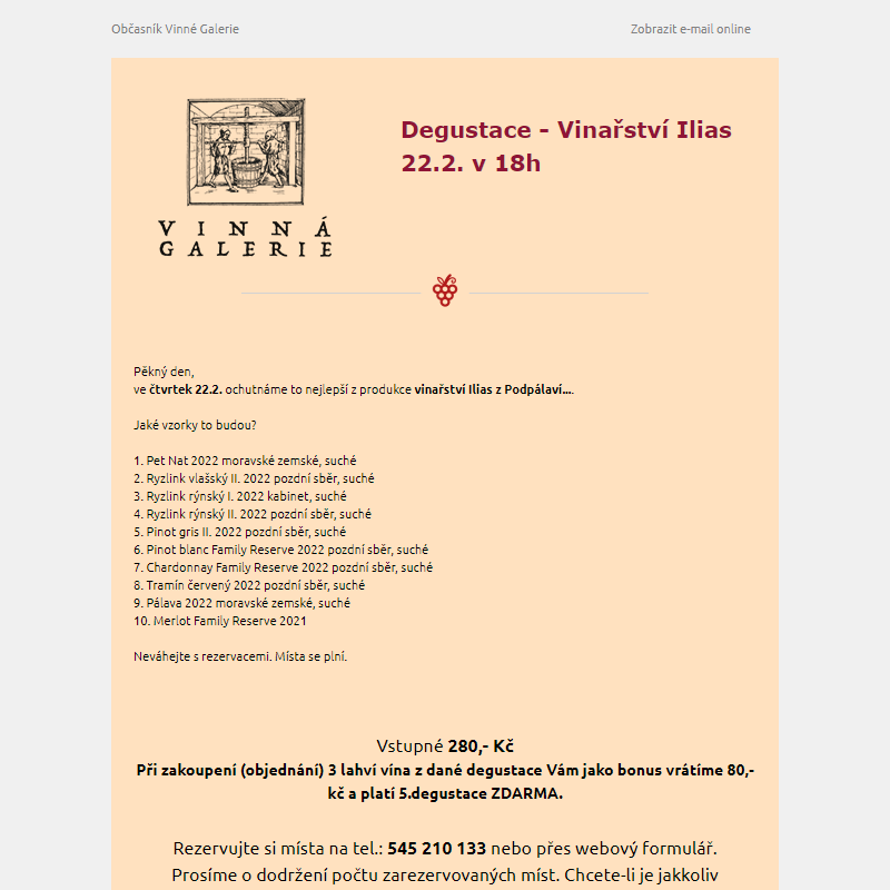 Degustace - Vinařství Ilias 22.2.v 18 hod