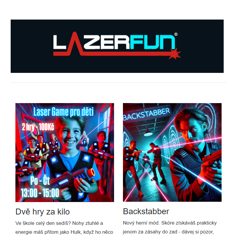 Laser game po škole za kilo