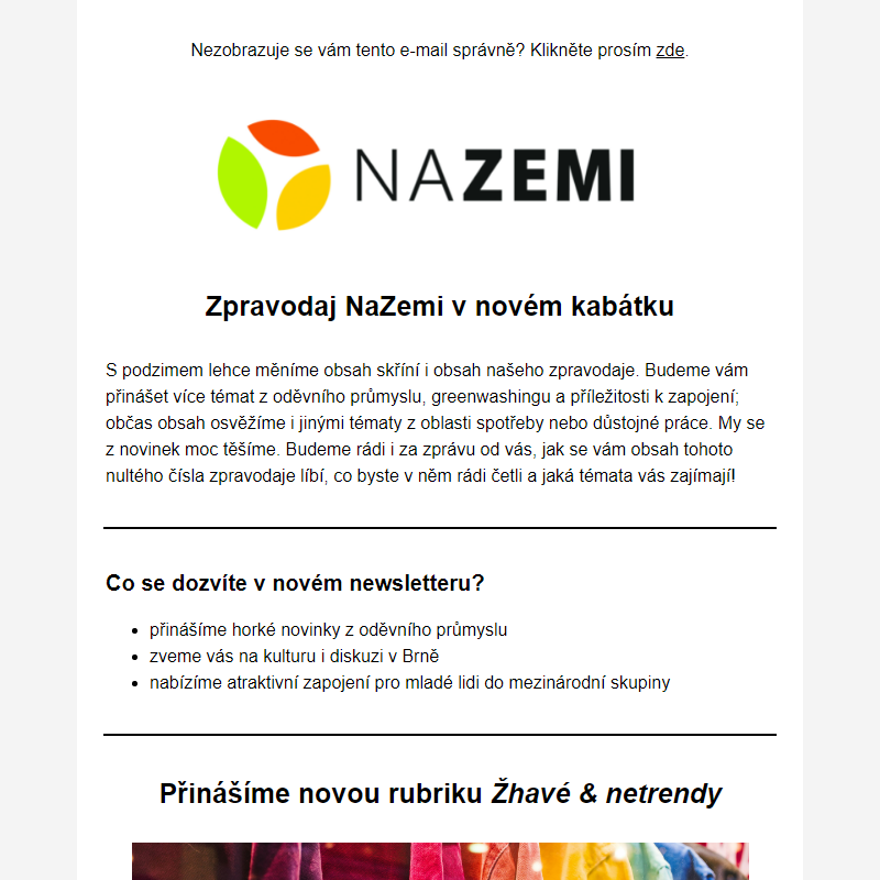 Nulté vydání nového Zpravodaje NaZemi __