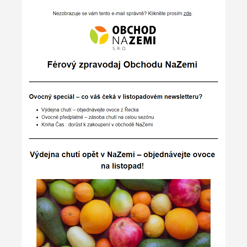 Ovocný newsletter obchodu NaZemi plný chutí ___
