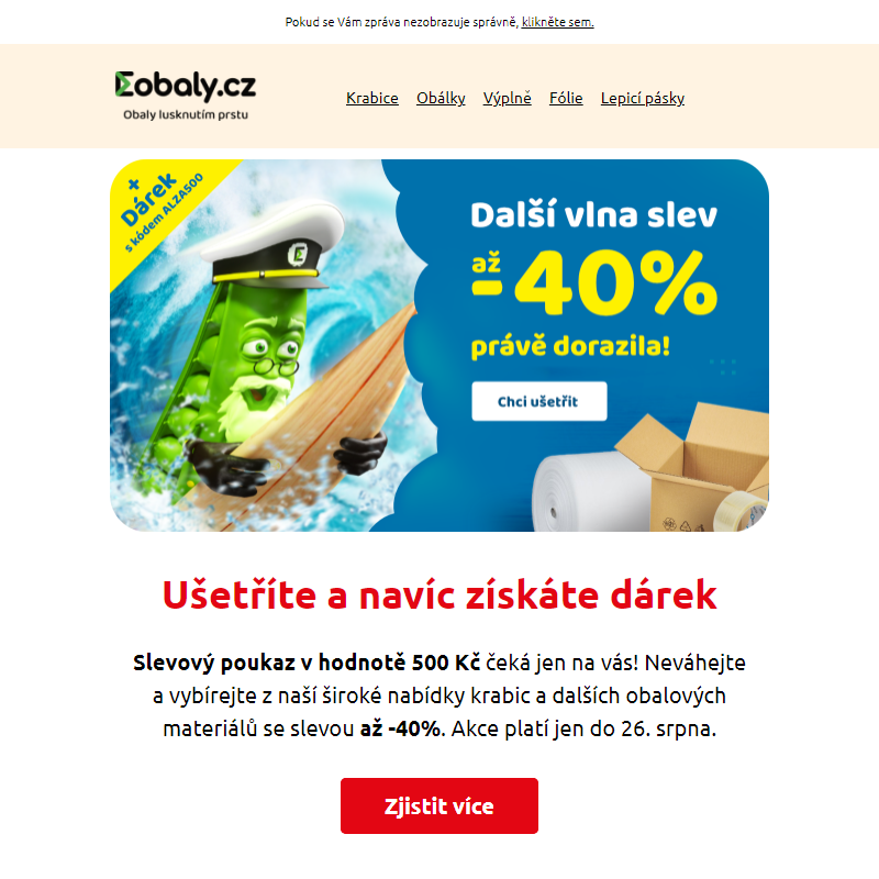 Letní čtyřicítky na našem e-shopu. Využijte maximální slevy na obaly.