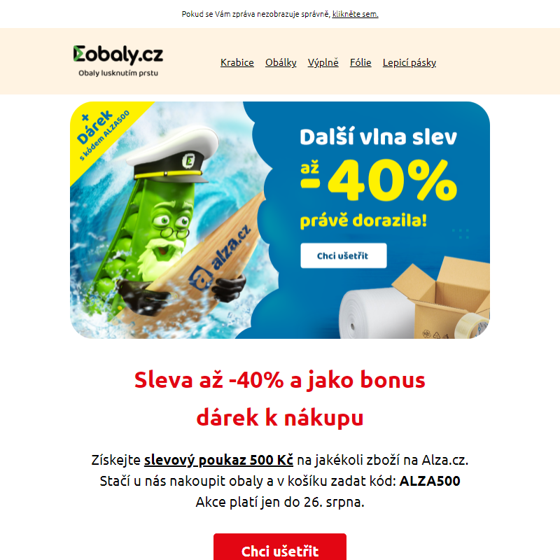 Neuvěřitelné slevy na obaly všeho druhu. A jako bonus dárek k nákupu.