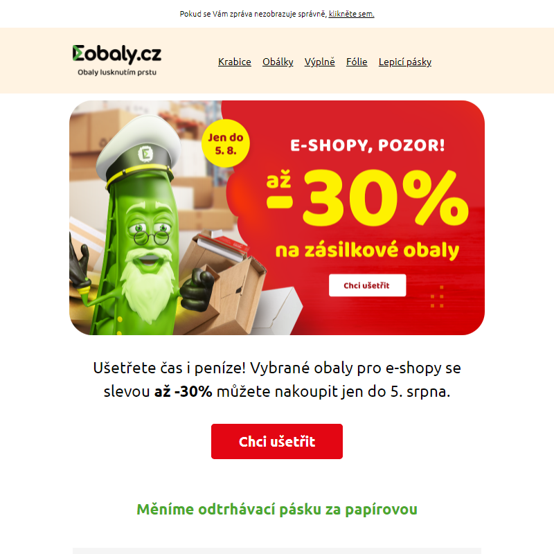 Obaly pro e-shopy za nejnižší ceny