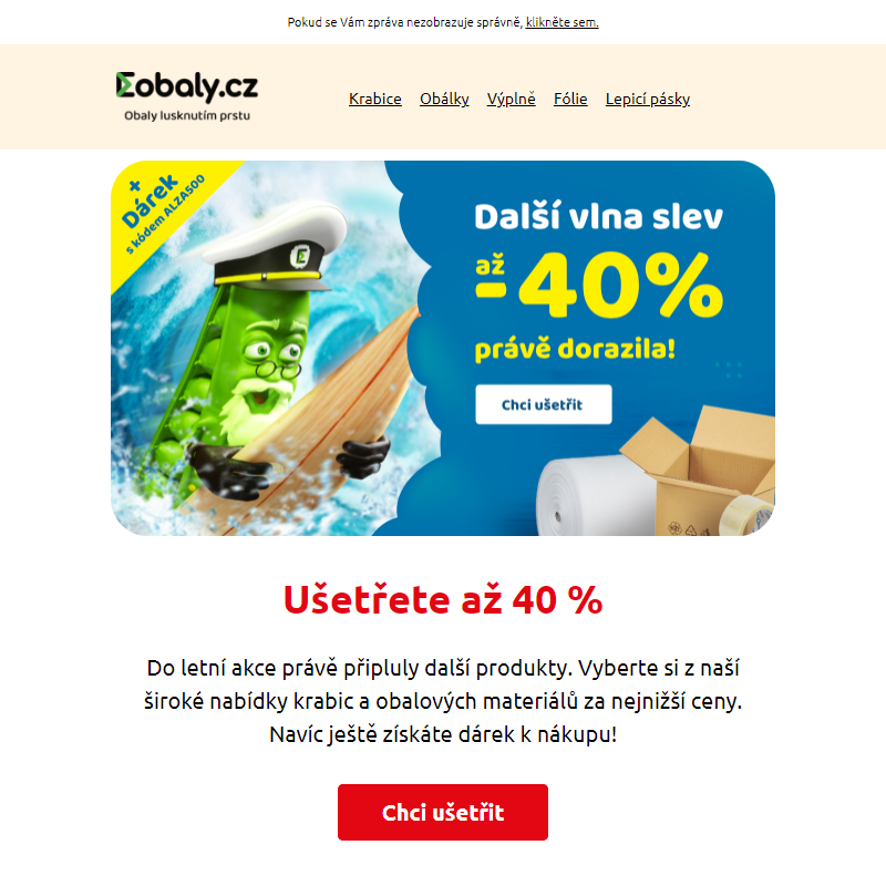 Je tu další vlna slev. Ušetříte až 40% a navíc získáte dárek.