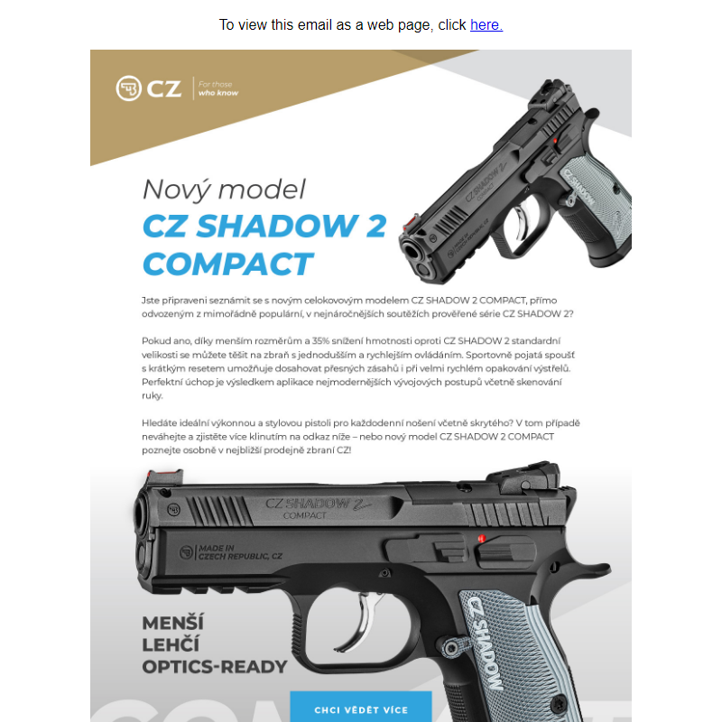 Novinka CZ Shadow 2 Compact nyní v CZ Konfigurátoru