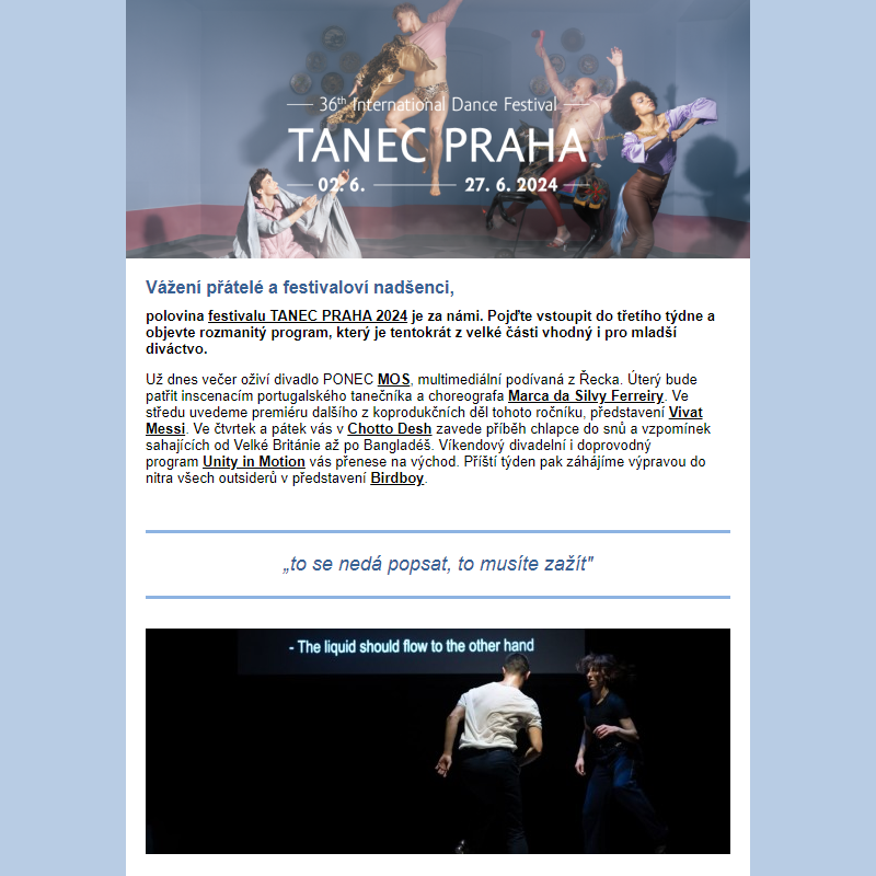 TANEC PRAHA - festival | Objevte nejen rodinný program tohoto týdne