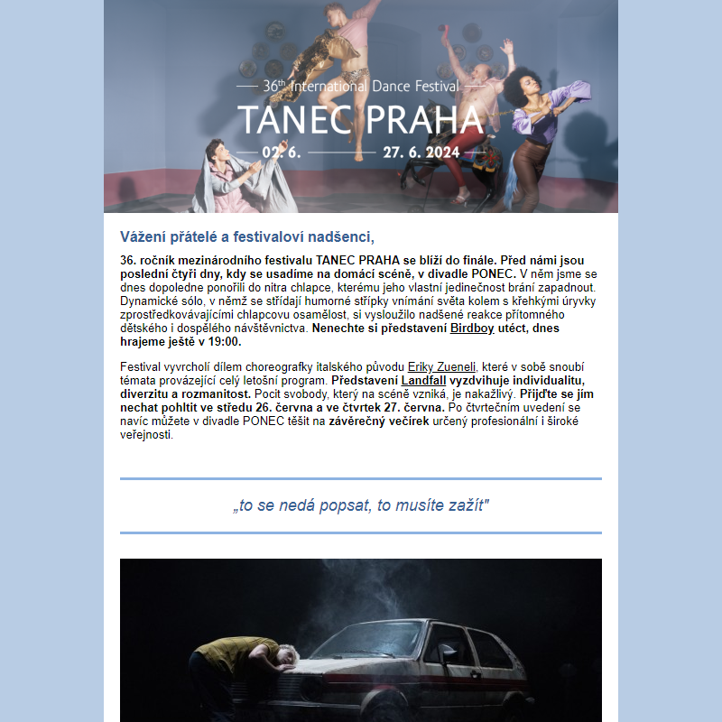 TANEC PRAHA - festival | 36. ročník vrcholí