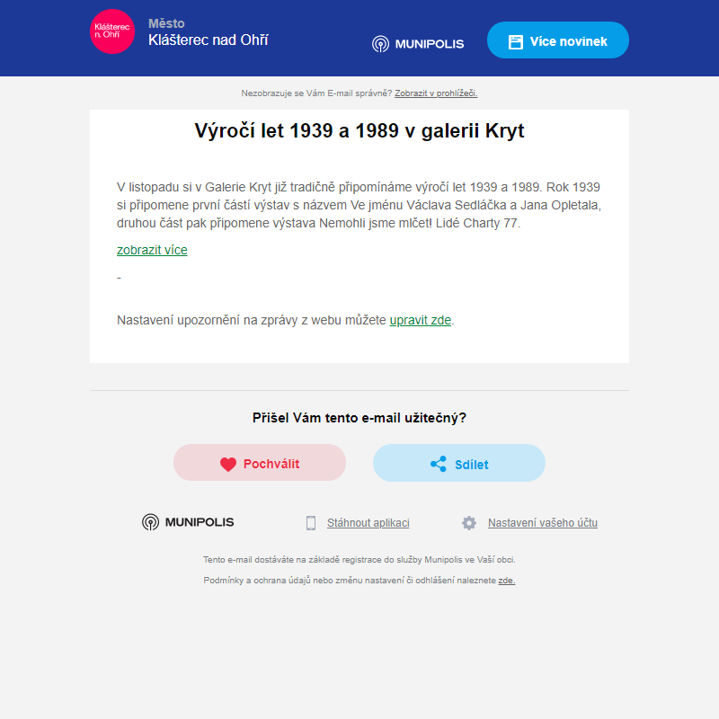 Výročí let 1939 a 1989 v galerii Kryt