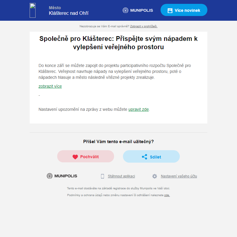 Společně pro Klášterec: Přispějte svým nápadem k vylepšení veřejného prostoru