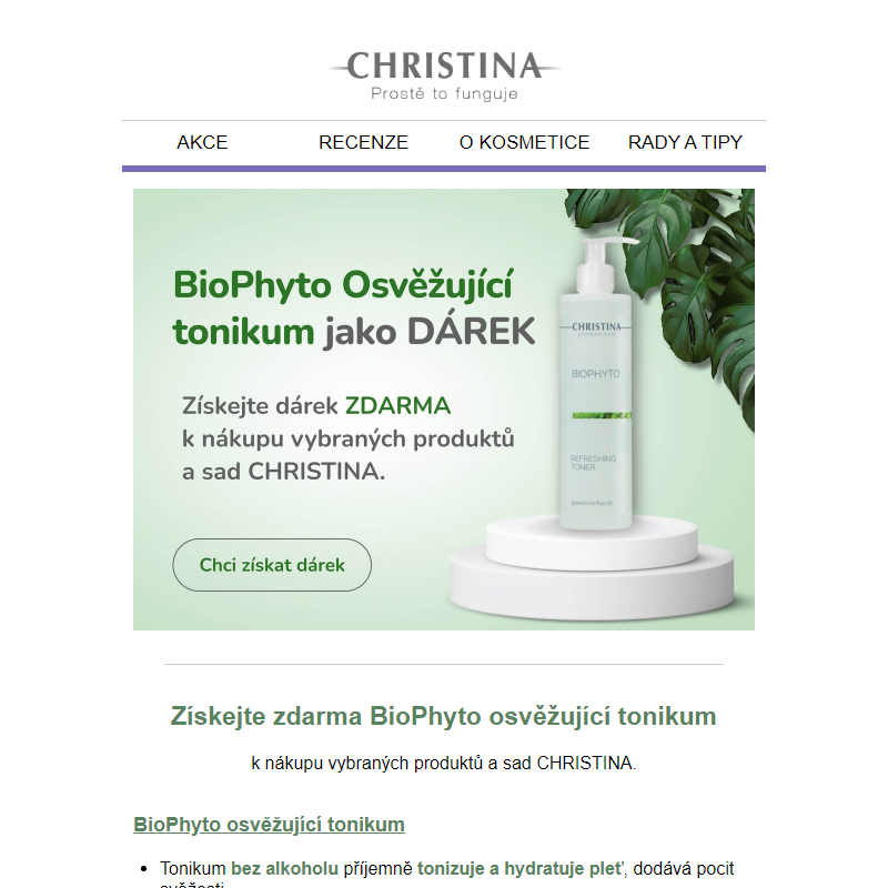 NOVÝ DÁREK k nákupu: BioPhyto osvěžující tonikum.