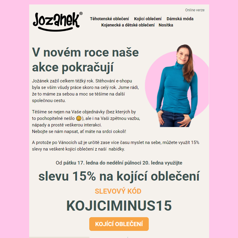 15% sleva na kojicí oblečení