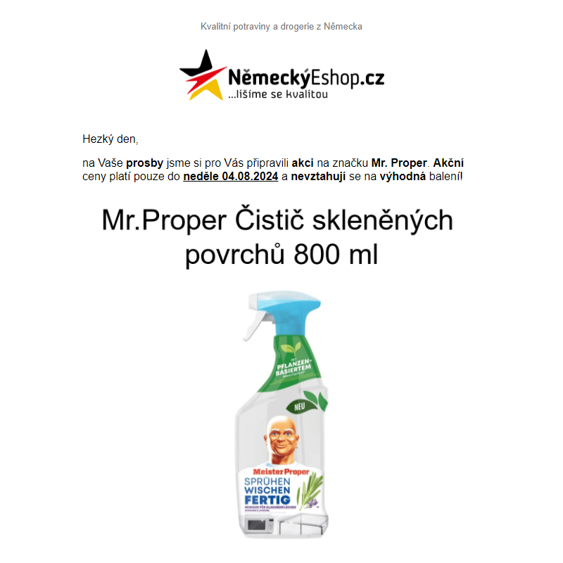 Značka Mr. Proper v akci! Slevy až 50%! Jen do neděle 04.08.2024 %