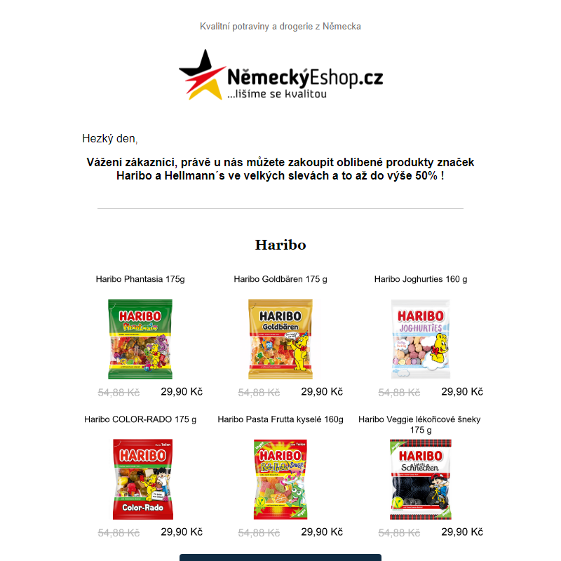 Haribo a Hellmanns - Slevy až 50%