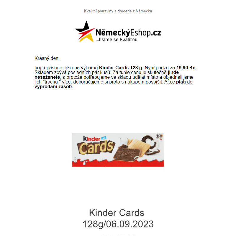 Kinder Cards 128g nyní v akci pouze za 19,90 Kč! %
