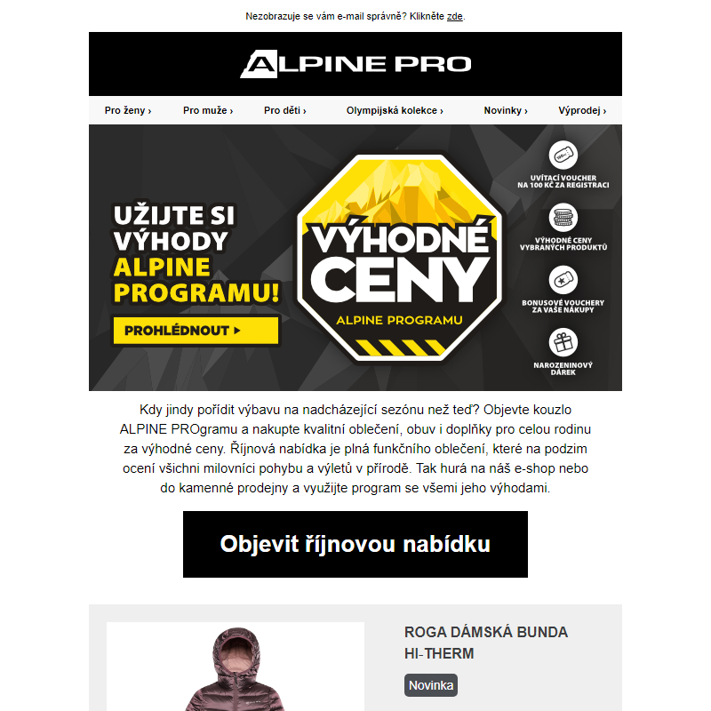 Užijte si výhodné ceny pro členy ALPINE PROgramu!