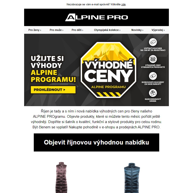 Říjnová nabídka výhodných cen pro členy ALPINE PROgramu je tady!