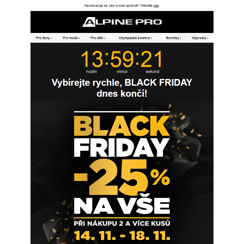 Sleva 25 % na vše s Black Friday dnes končí!